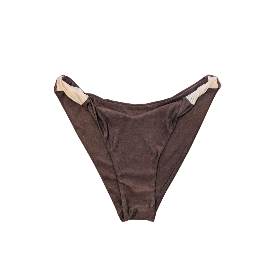 Ember Bikini Bottoms in Brown — full coverage, swimwear for women, front view